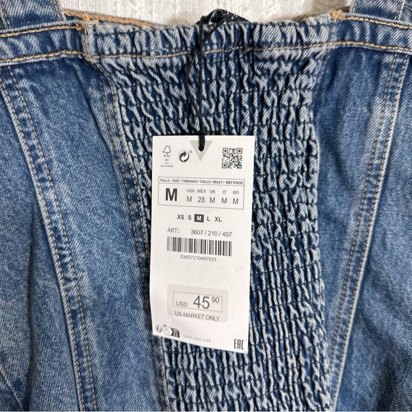 Zara Blue Denim Crop Top with Front Pockets - Picture 3 of 3